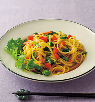 ニラと焼き豚の和え麺