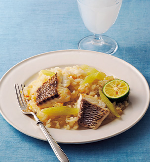 鯛とふきのフライパンピラフ