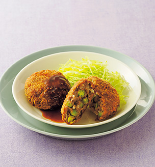 えんどう豆入りミンチカツ