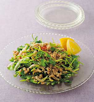 ひき肉と香味野菜のエスニック風サラダ